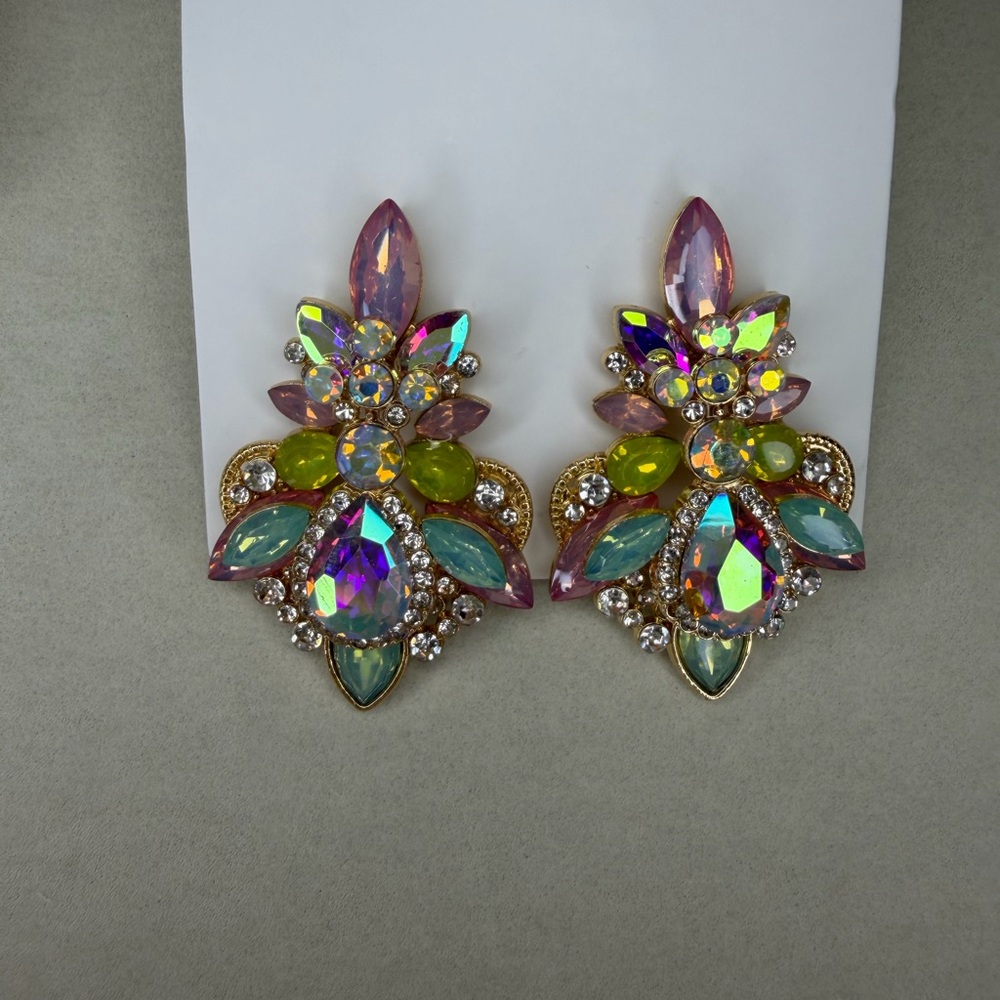 Chandelier Multicolor Statement Earrings - Picture 3 of 6